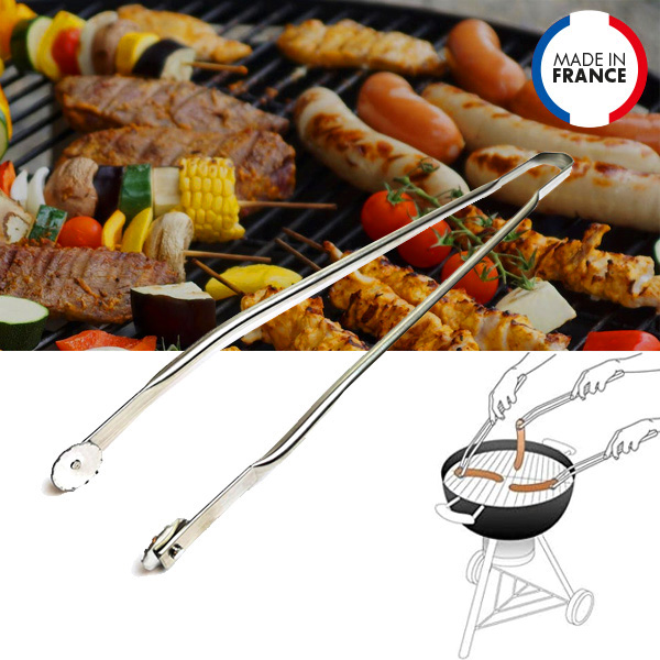 pince barbecue inox à roulettes Grill'up