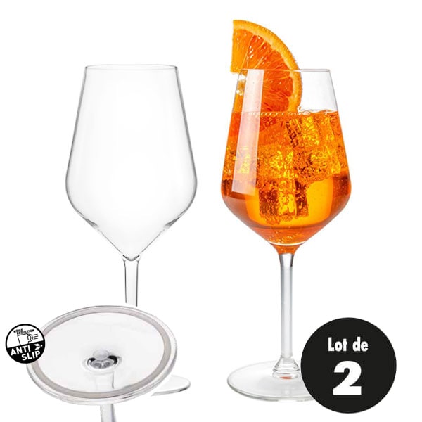 Lot de 2 verres à vin anti-dérapants