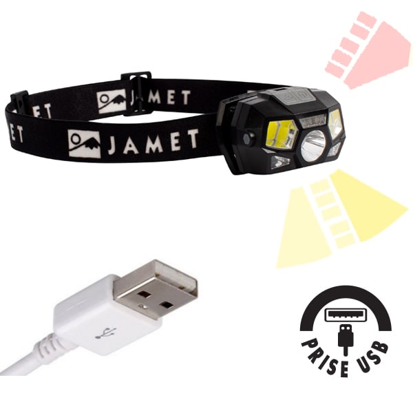 Lampe Frontale LED rechargeable et réglable idéale en randonnée et camping