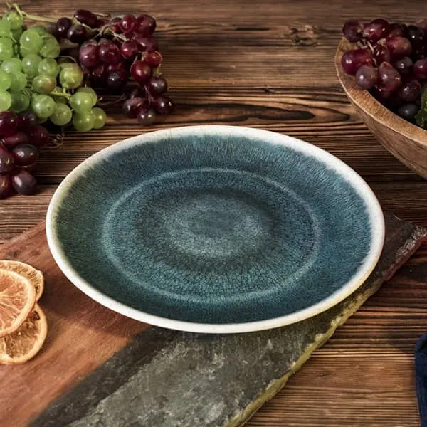 Assiette mélamine bleu 26 cm - Accessoires camping pas cher
