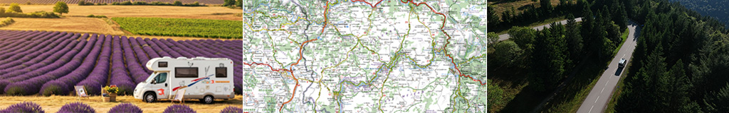 Carte michelin et camping-car sur les routes de France