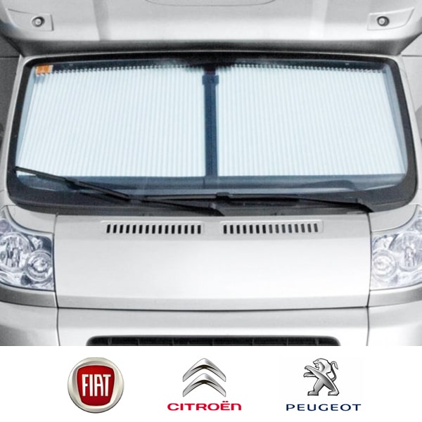 Store d'occultation plissé REMI Front IV pour pare-brise de Fiat Ducato, Citroën Jumper et Peugeot Boxer de 2012 à 2014.