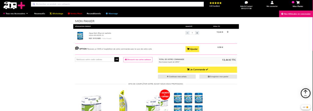 panier de commande Camping-Car Plus