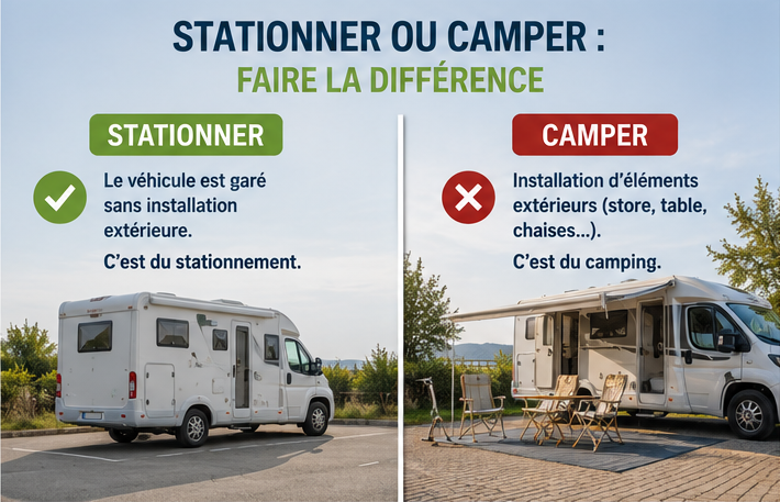 CLC stationnement camping-car : différence entre stationner et camper