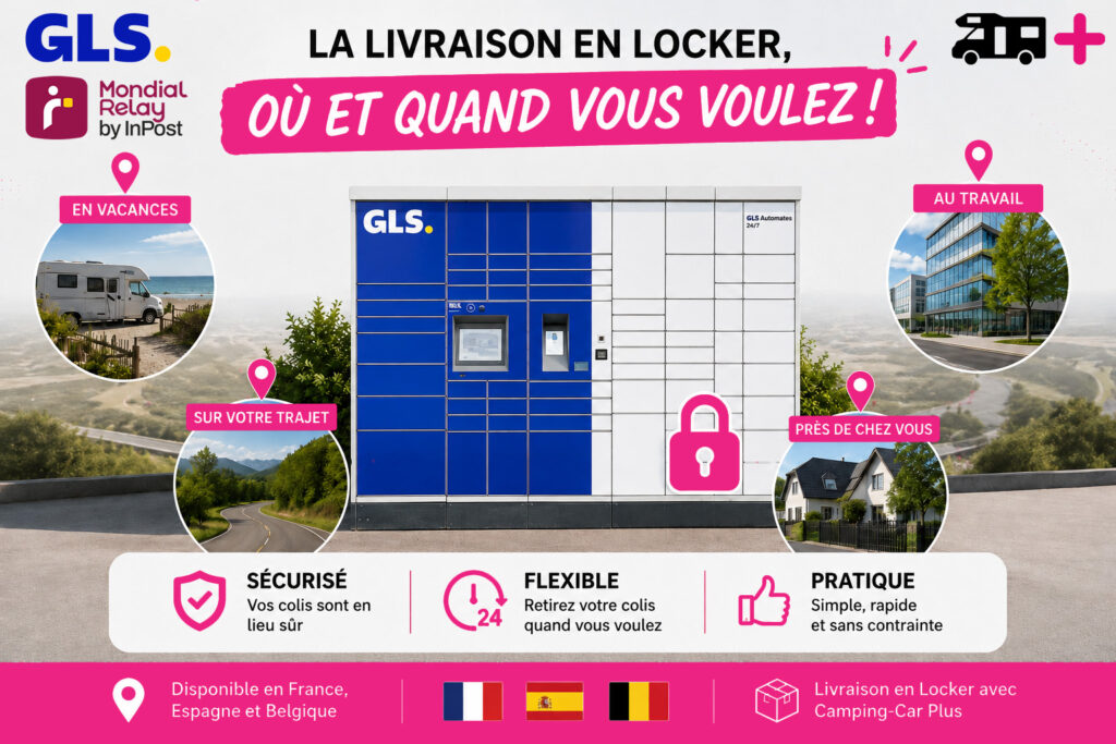 Visuel d'un locker avec la flexibilité des points de retraits, en France/Belgique/Espagne, avec GLS et Mondial Relay 